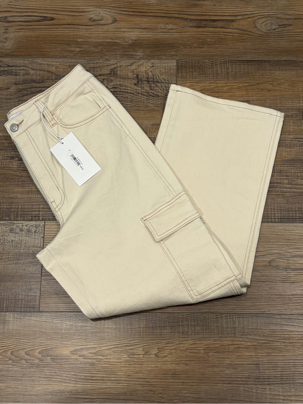 Flying‎ Monkey Cream Wide Leg Flare Cargo Jeans 30W